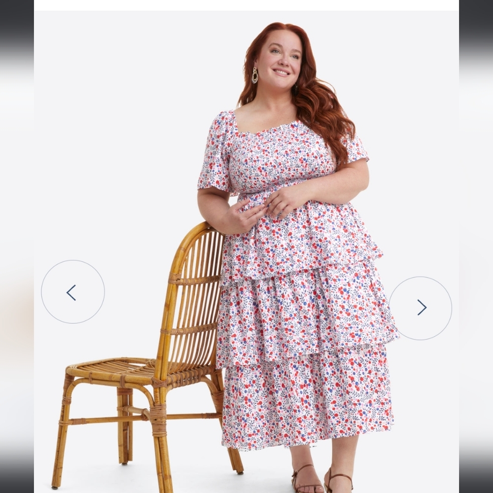 Deana Tiered Smocked Dress in Berry Print